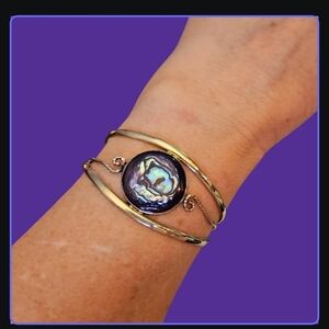 Alpaca Mexican Western Silver Shell Mermaidcore Cuff Bracelet